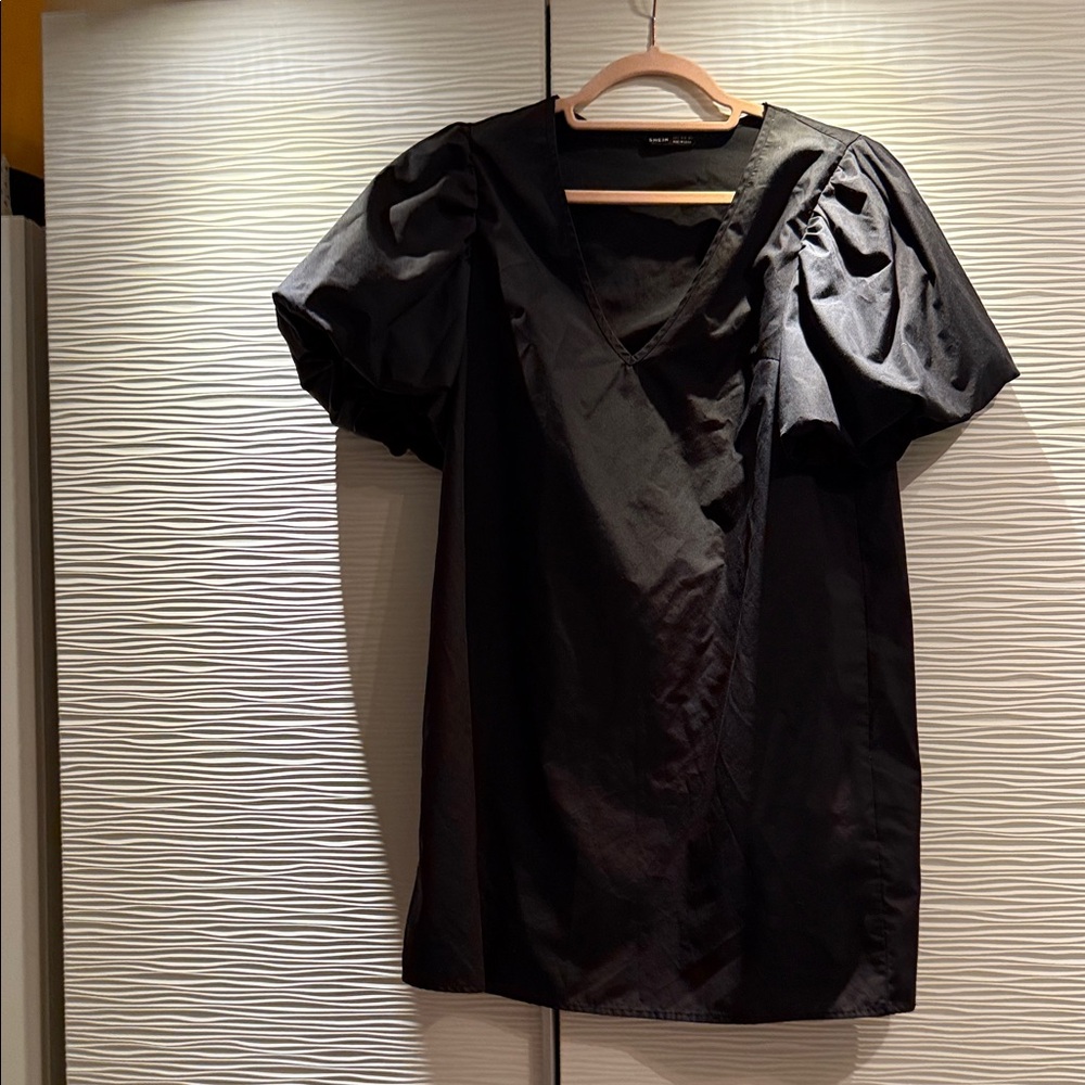 SHEIN Black Satin Dress